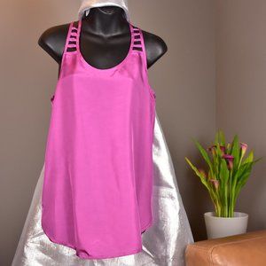 Akira Silk Strappy Tank in Fuscia